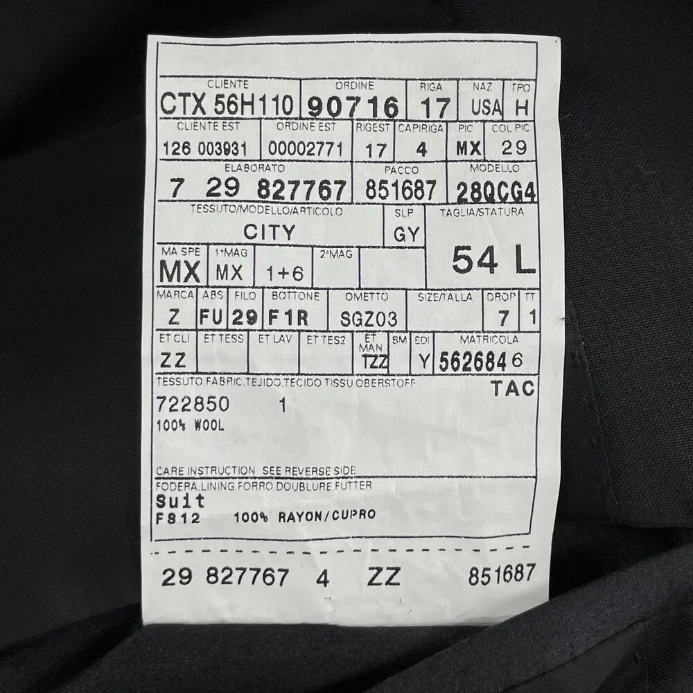 Z ZEGNA Black 2 Button Sport Coat Blazer Size 46L (54L EUR)